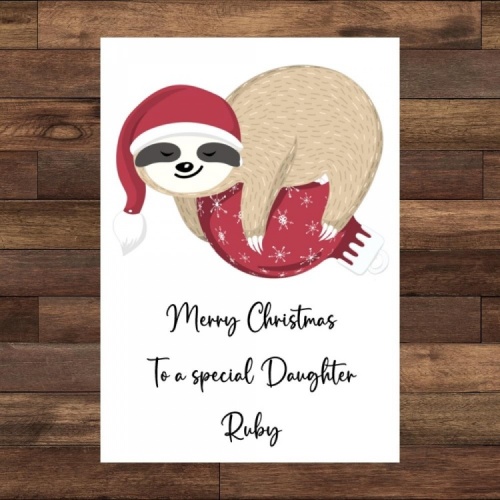 Personalised Sloth Bauble Christmas card